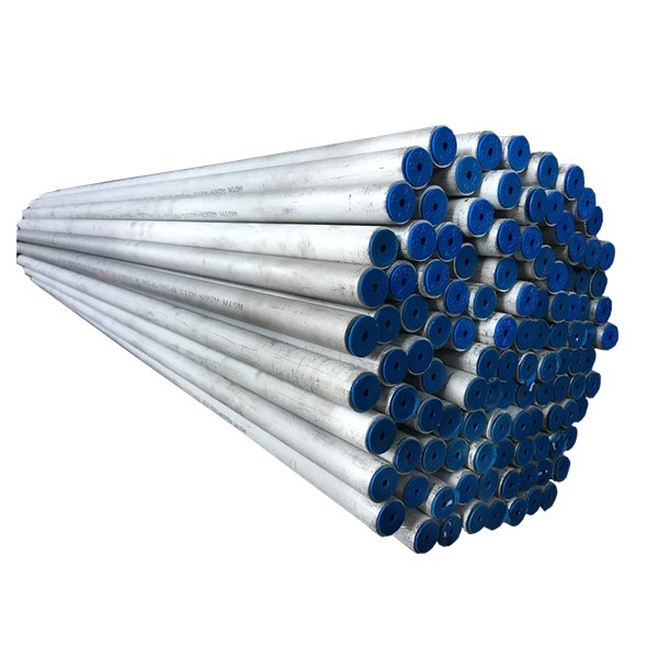 Stacked bundle of capped SS316 stainless steel tubes with ASTM A269/A213 markings
