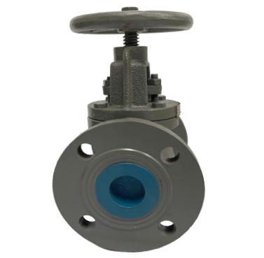 ANSI 150 cast iron globe valve viewed from above showing the bonnet, gland flange and packing
