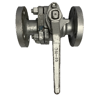 ANSI 150 cast steel flange end ball valve showing the body studs and nuts
