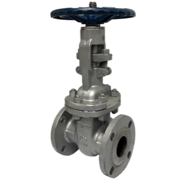ANSI 150 cast steel gate valve showing the bolted bonnet studs and nuts