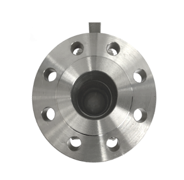 ANSI 300 SS316 flange end ball valve, side elevation with lever handle