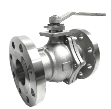 ANSI 300 SS316 flange end ball valve showing the raised flange face and bolt holes