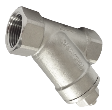 Threaded end SS316 Y-strainer with a female thread, 3/4 inch CF8M cast into the body and a hexagonal blowdown plug