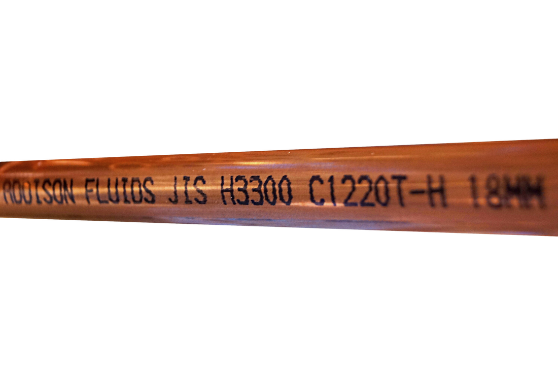 Copper pipes marked with JIS H3300 specification
