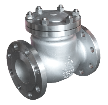 JIS 10K SS316 swing check valve in stainless steel with Japanese standard flanges and a bolted bonnet