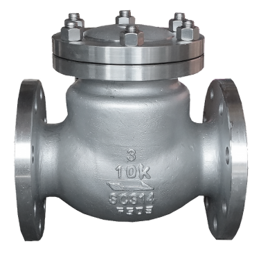 JIS 10K SS316 swing check valve showing the JIS drilled flange face and bolt holes