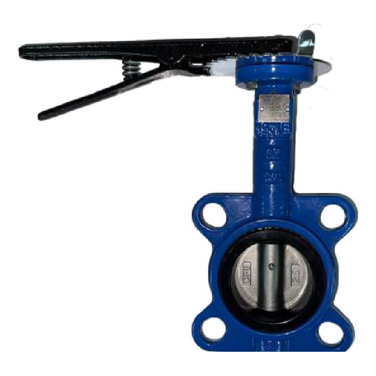 Blue ductile iron wafer type butterfly valve with black lever