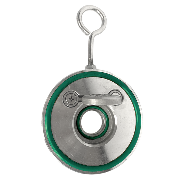 Single plate wafer check valve showing the thin ring body with no bolt holes