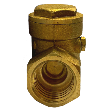 Threaded brass swing check valve showing the female NPT tapered thread