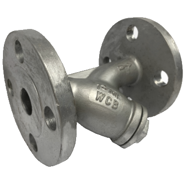 JIS 10K cast steel Y-strainer showing the JIS drilled flange face and bolt holes
