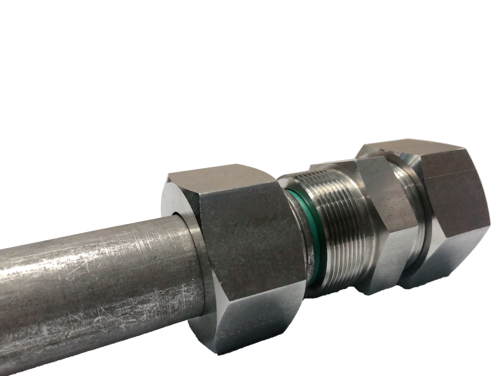 Close up of a completed Walform joint with the Viton seal compressed at the joint line