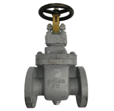 JIS 10K cast iron gate valve showing the flange face and bolt holes