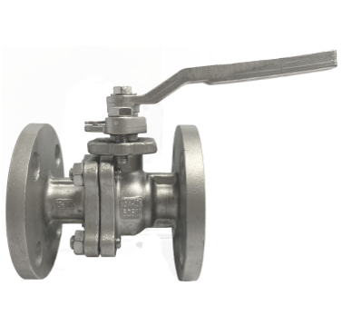 JIS 10K SS316 flange end ball valve, side elevation with lever handle