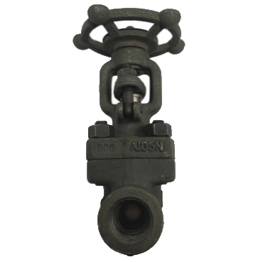 Threaded NPT forged steel gate valve showing the tapered NPT thread