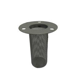 A STAUFF filler breather assembly shown with its flange, basket and mounting screws