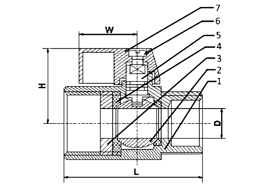 Sectional drawing of a threaded end SS316 male by female mini ball valve rated 1000 PSI, with numbered callouts and dimensions